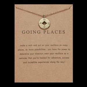 Gold dipped Compass Charm minimalist Going Places card Graduation Necklace